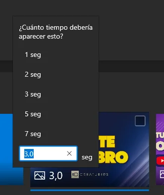 menu de duracion