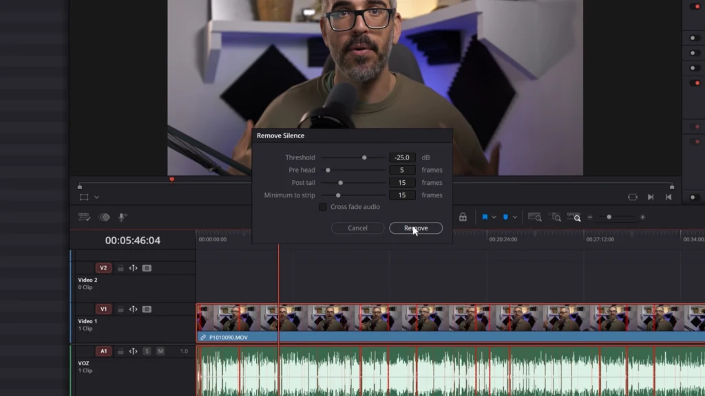 Ripple Delete Silence en DaVinci Resolve