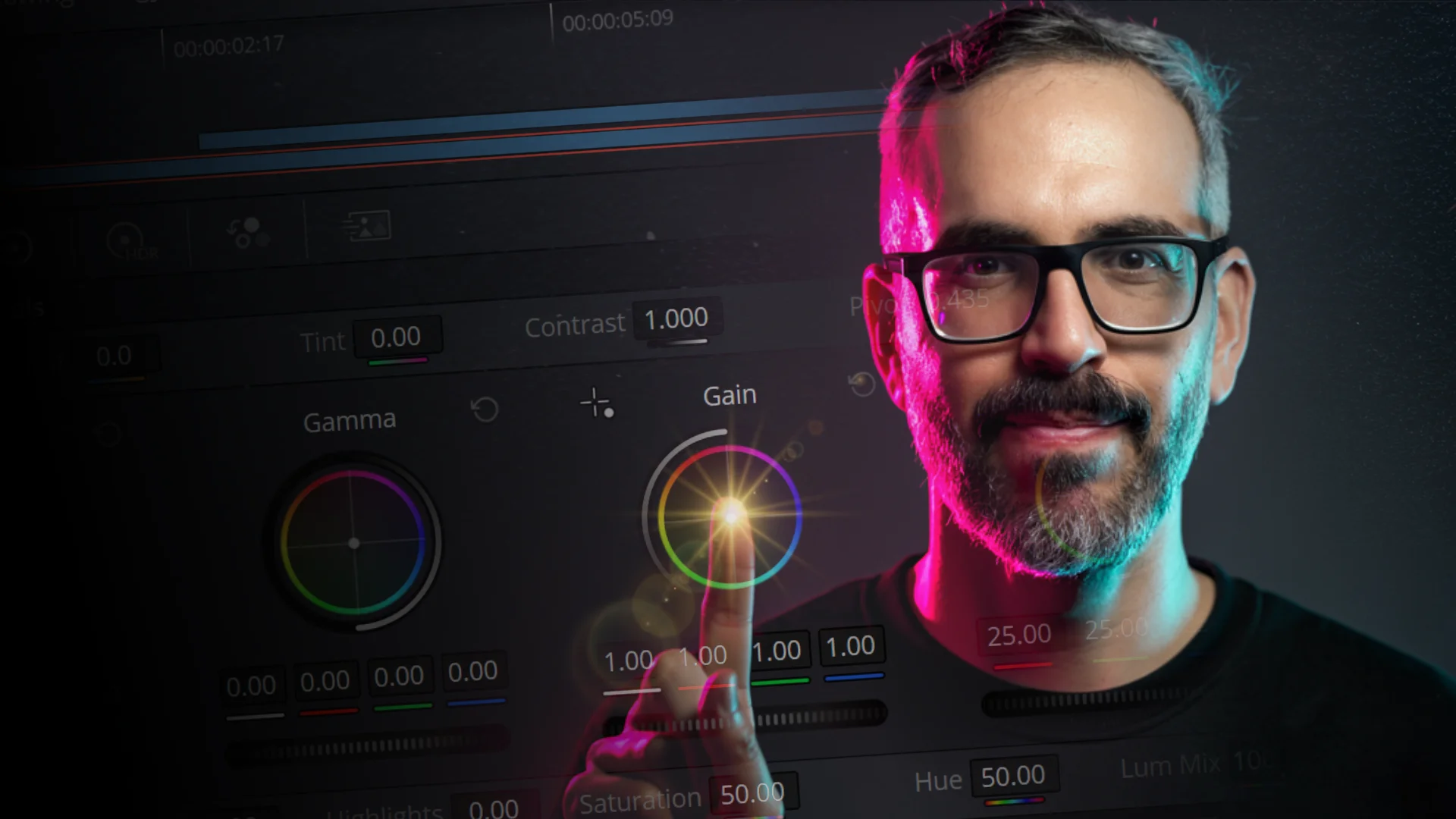 Pedro Terrero trabajando con DaVinci Resolve 21